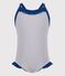 Girls' Iconic One-Piece Swimsuit MEDIEVAL blue/MARSHMALLOW white