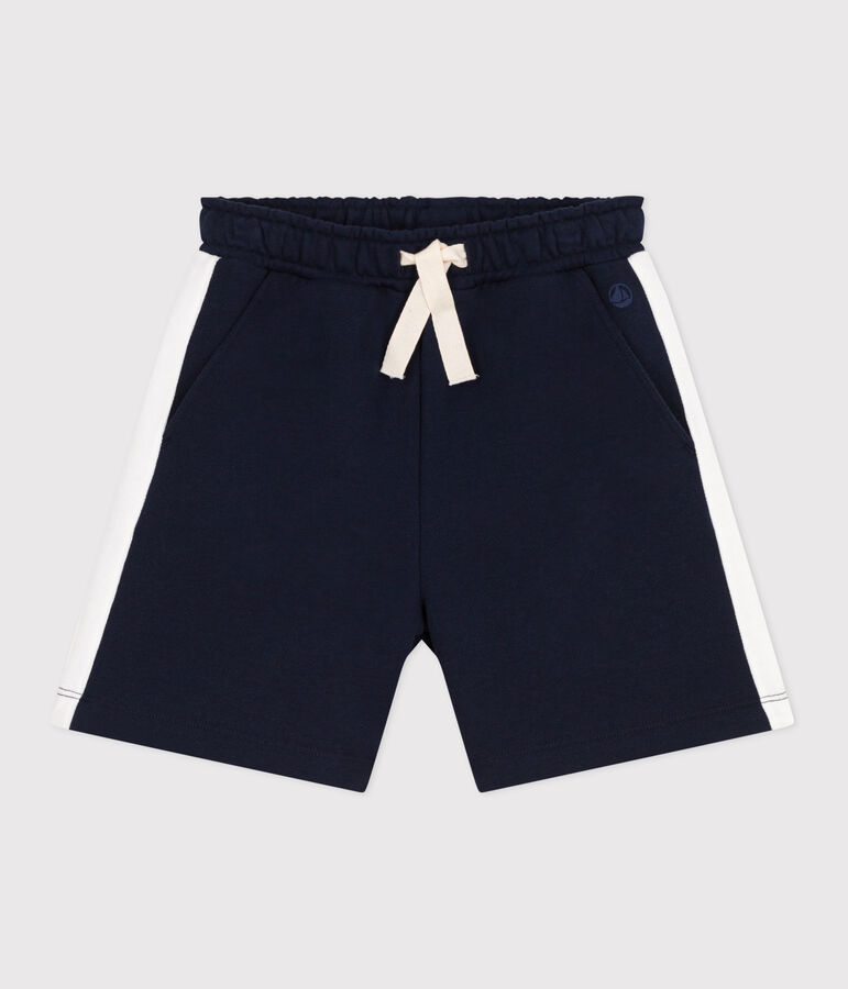 Children's plain cotton Bermuda shorts blue