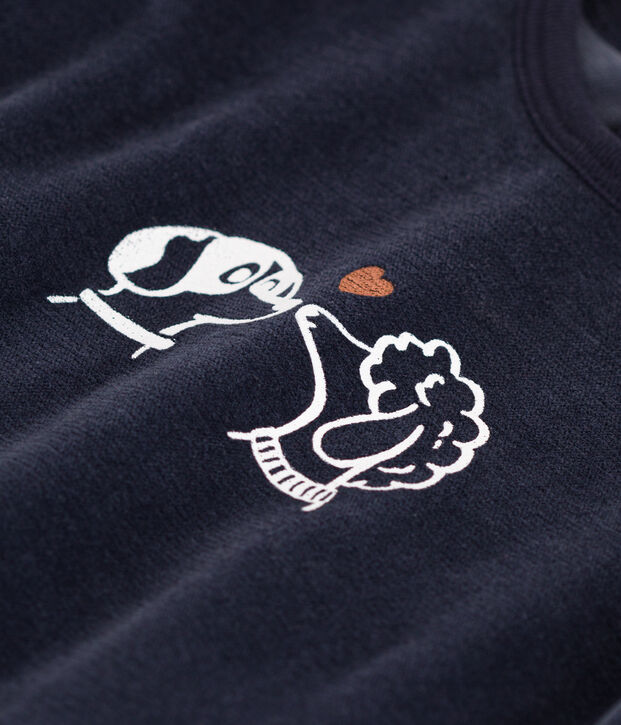 Babies' Velour Dog Patterned Pyjamas SMOKING