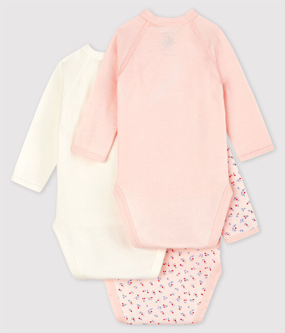 Babies' Long-sleeved Wrapover Organic Cotton Bodysuits - 3-Pack variante 1