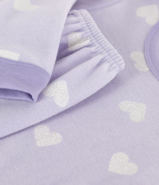 Children's heart-print velour pyjamas SQUAW white/MARSHMALLOW