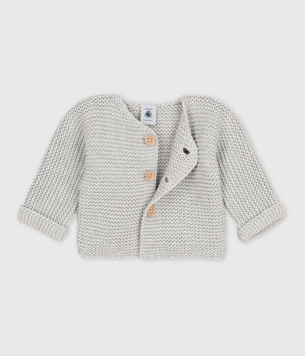 Babies' Moss Stitch Cotton Cardigan BELUGA CHINE