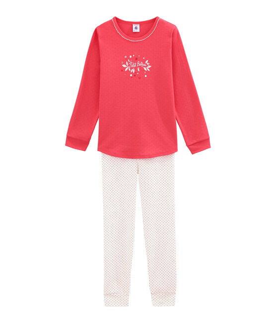 Little girl's pyjamas IMPATIENCE pink/MULTICO white