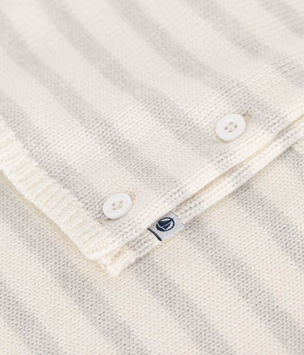 Babies' two-piece set in a wool and cotton knit white/beige