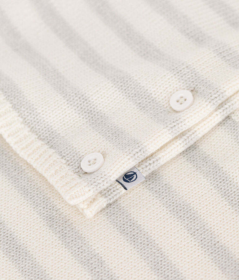 Babies' two-piece set in a wool and cotton knit white/beige