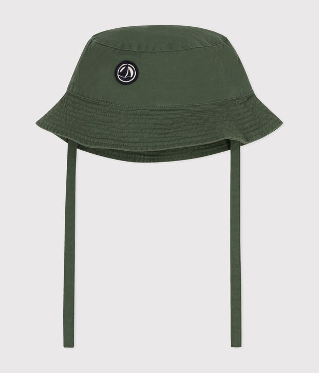 Babies' Plain Cotton Tie-on Bucket Hat green