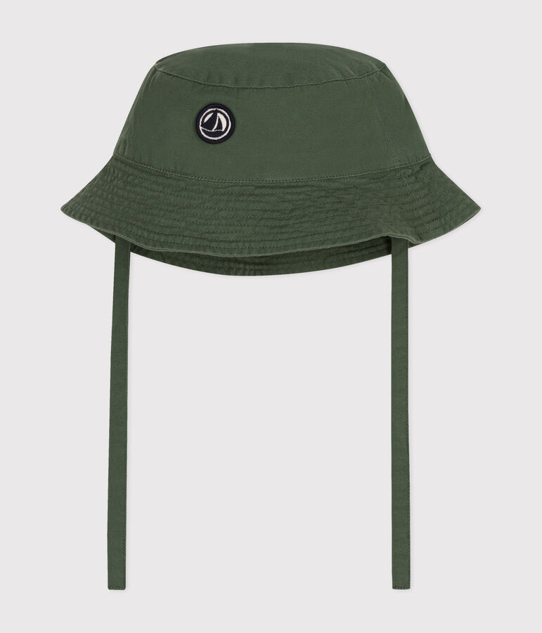 Babies' Plain Cotton Tie-on Bucket Hat green