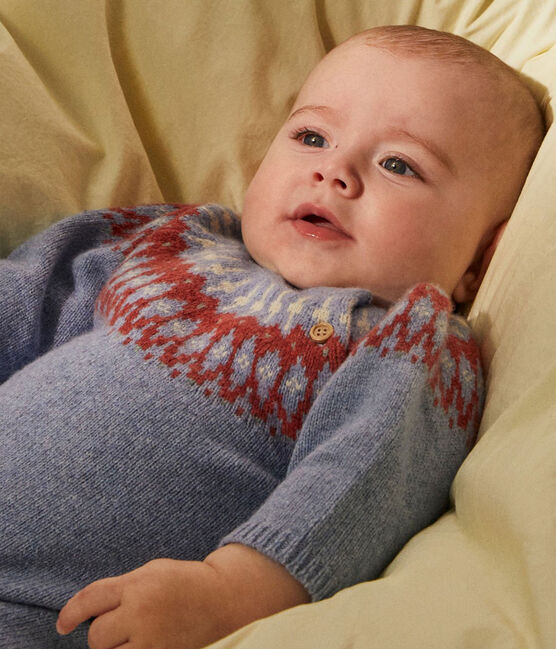 Babies' Patterned Knit Wool/Cotton Jumpsuit ROVER /MULTICO