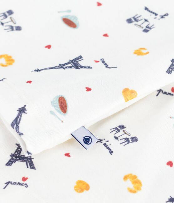 Children's short Paris print cotton pyjamas MARSHMALLOW white/MULTICO white