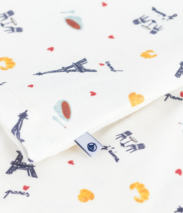 Children's short Paris print cotton pyjamas white/multicolor