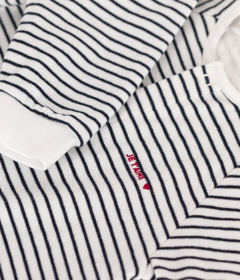 Babies' Stripy Tube Knit Bodysuit white/blue