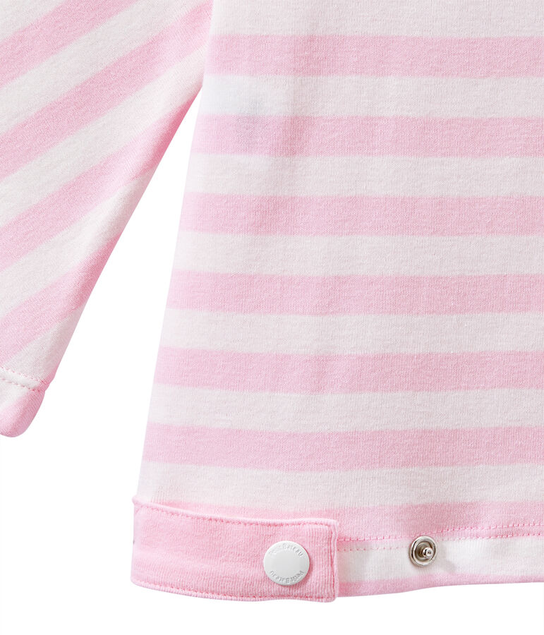 Women's striped long-sleeve tee pink/white