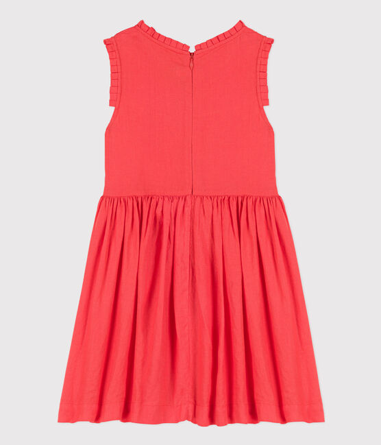 Girls' Sleeveless Linen Dress JUPITER orange