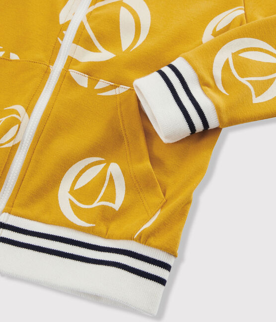 Boys' Zipped Sweatshirt BOUDOR yellow/MARSHMALLOW white