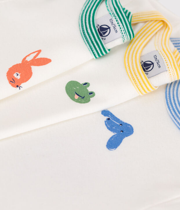 Babies' short-sleeved animal themed cotton bodysuits - 3-Pack multicolor