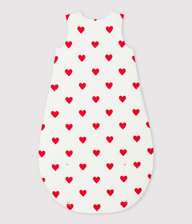 BABIES' HEART PATTERNED COTTON TOG 2-RATED SLEEPING BAG white/red
