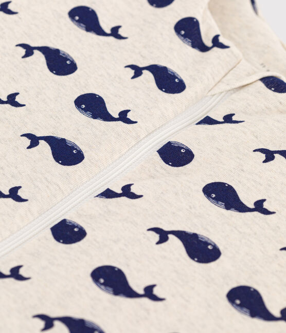 Babies' 2 TOG whale-pattern cotton sleeping bag MONTELIMAR beige/MEDIEVAL blue