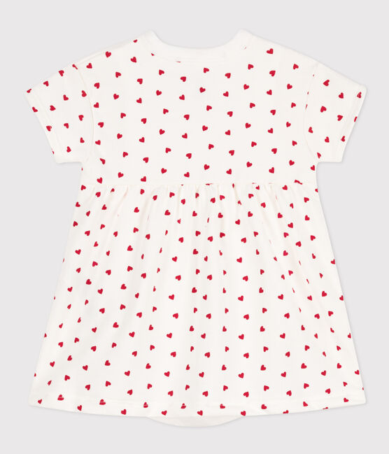 Babies' Fleece Dress/Bodysuit MARSHMALLOW white/PEPS red