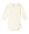 Baby girl's bodysuit with Peter Pan collar COQUILLE beige