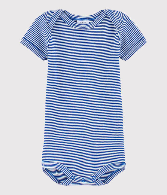 Baby Boys' Short-Sleeved Bodysuit SURF blue/LAIT white