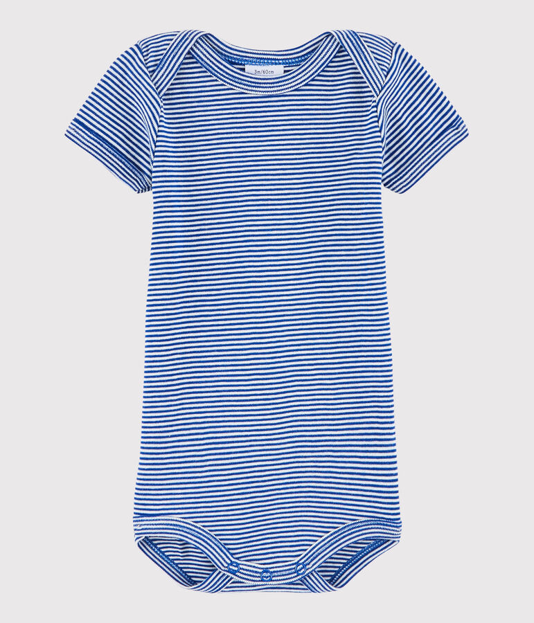 Baby Boys' Short-Sleeved Bodysuit blue/white