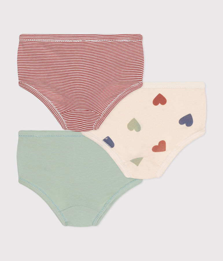 Children's High-Waisted Cotton Heart Knickers - 3-Pack multicolor