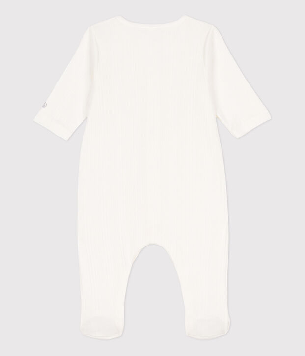 Cotton Drop Needle Rib Sleepsuit white