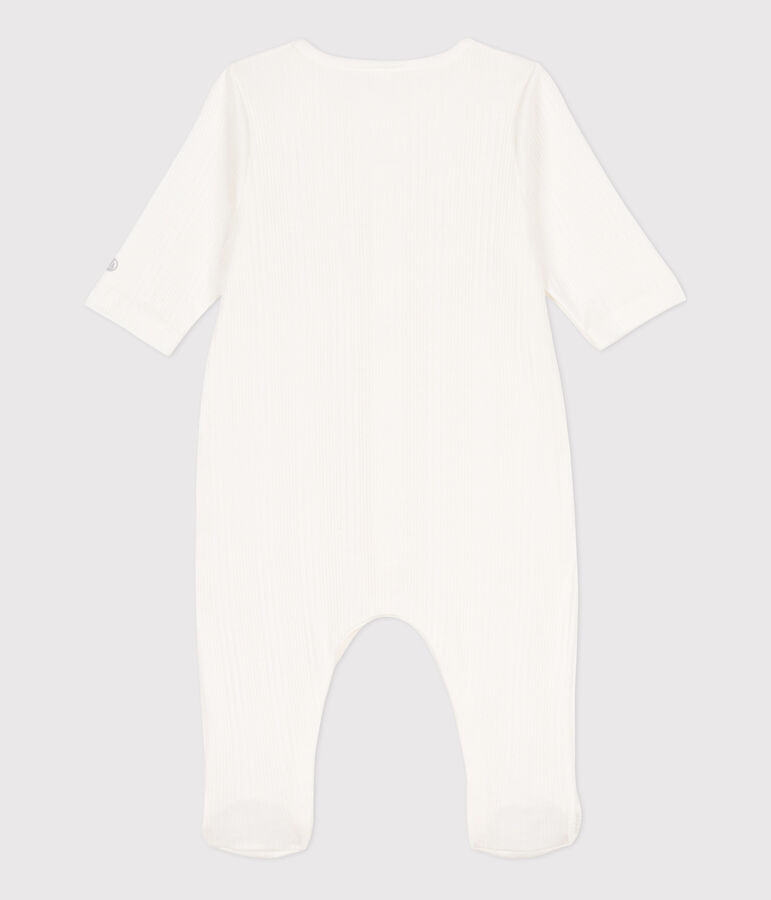 Cotton Drop Needle Rib Sleepsuit white