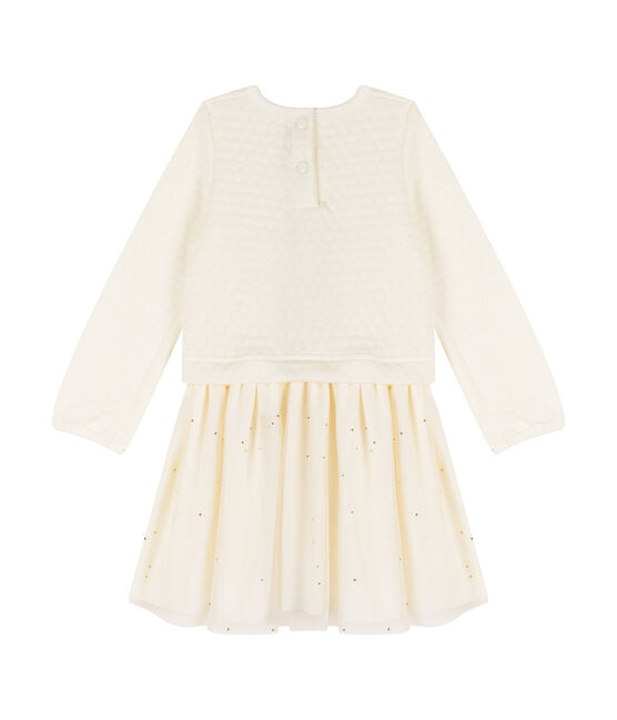 Girls' Dual-Fabric Dress MARSHMALLOW white