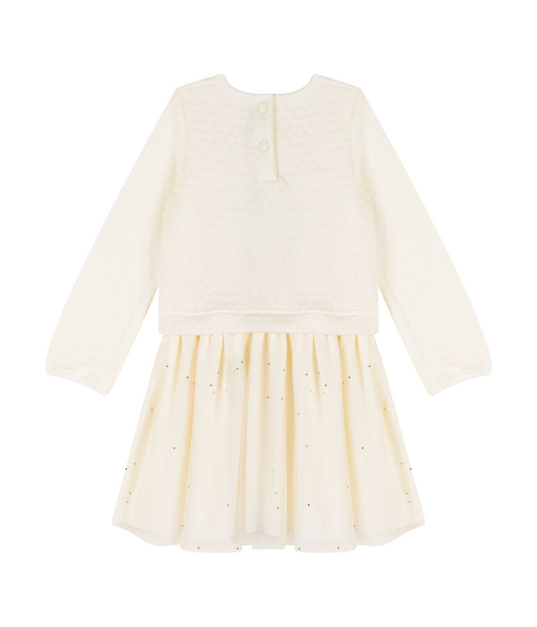 Girls' Dual-Fabric Dress white
