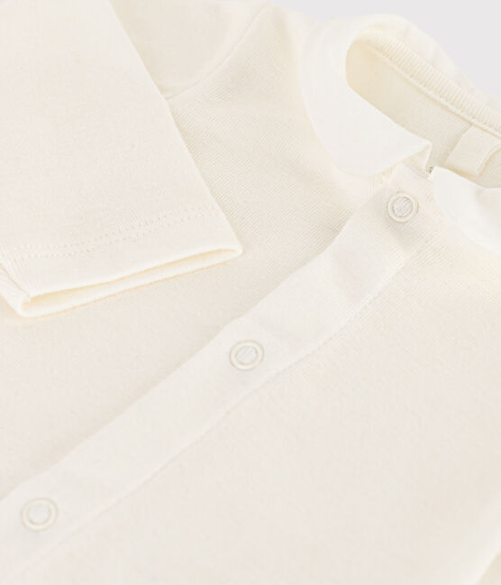 Babies' Cotton Bodysuit with Collar MARSHMALLOW white