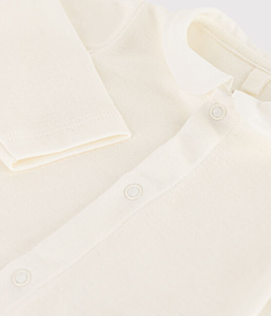 Babies' Cotton Bodysuit with Collar MARSHMALLOW white