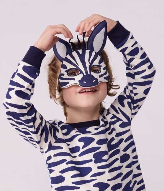 Children's zebra print cotton fancy dress pyjamas MILK blue/SOIR