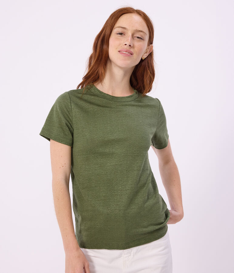 Women's short-sleeved plain cotton T-shirt green