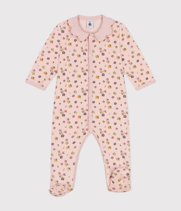 Babies' floral print velour pyjamas pink/multicolor