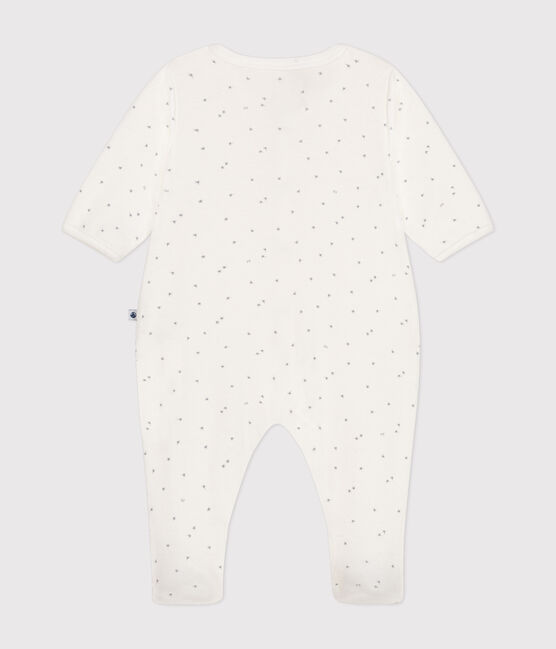 Babies' cotton pyjamas MARSHMALLOW white/MISTIGRI white