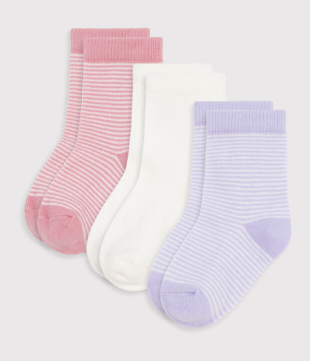 Babies' pinstriped cotton socks - 3-Pack multicolor