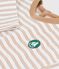 Babies' long-sleeved stripy cotton T-shirt. beige/ecru