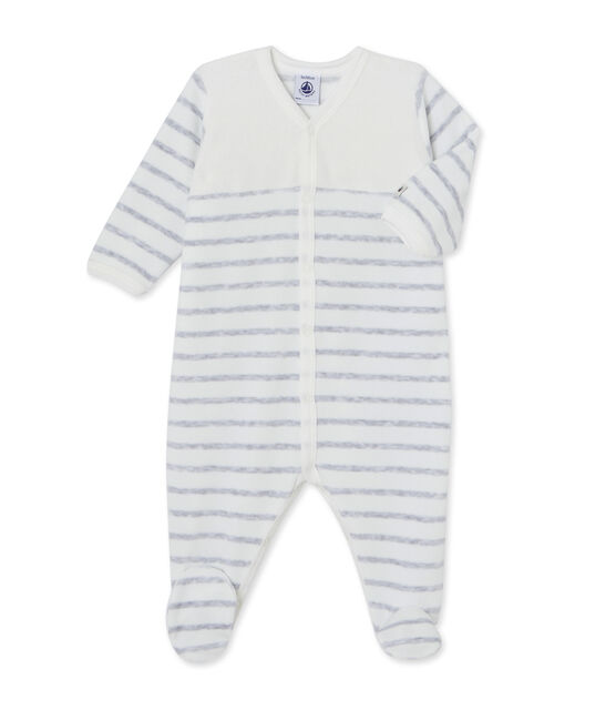 Dors bien bébé rayé LAIT white/POUSSIERE grey