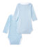 Set of 2 newborn baby girls' long-sleeved bodysuits LOT white