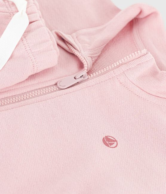 Babies' sweatshirt and trousers set in plain cotton JOLI pink