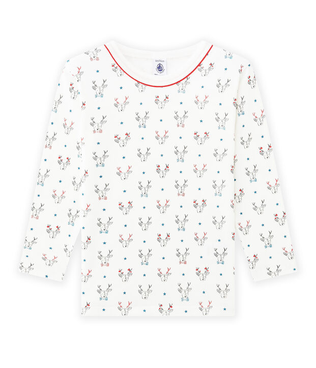 Boy's long-sleeved printed T-shirt white/multicolor