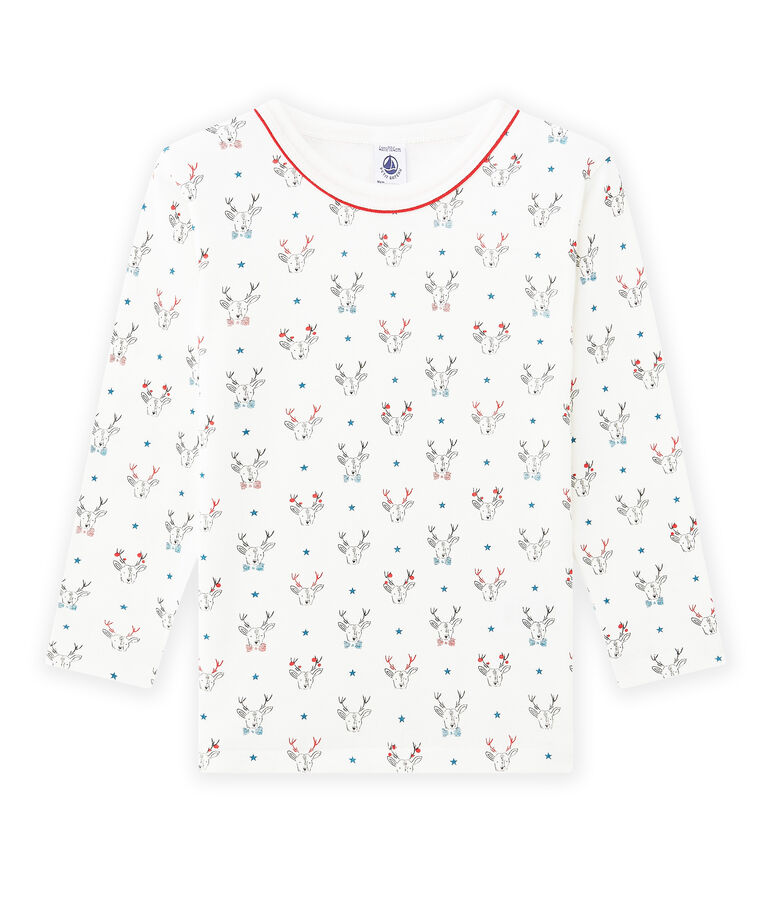 Boy's long-sleeved printed T-shirt white/multicolor