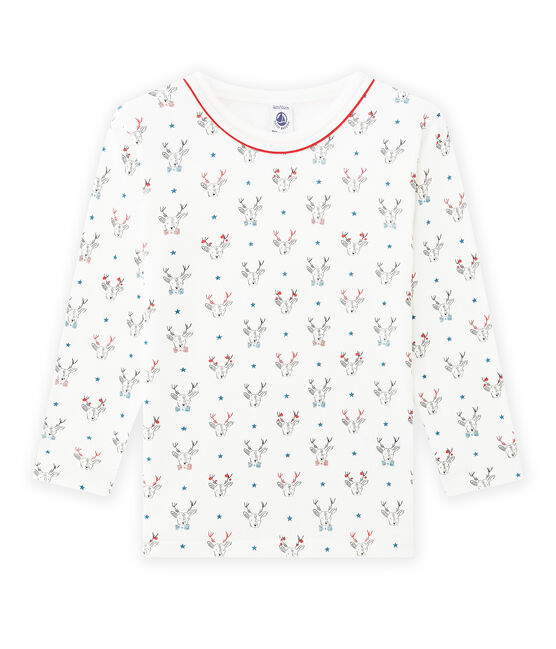 Boy's long-sleeved printed T-shirt LAIT white/MULTICO white