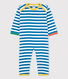 Babies' Blue Striped Footless Buttonless Cotton Sleepsuit