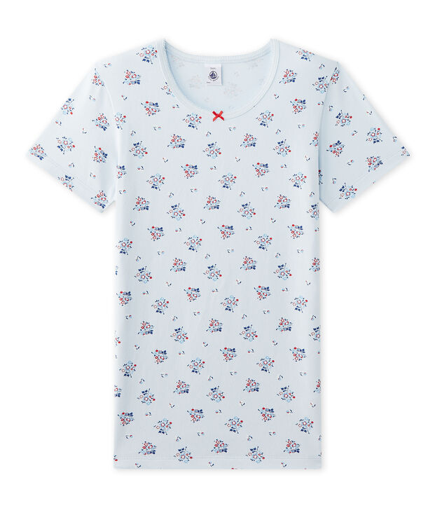 T-shirt fille imprim&eacute; en jersey stretch blue/multicolor