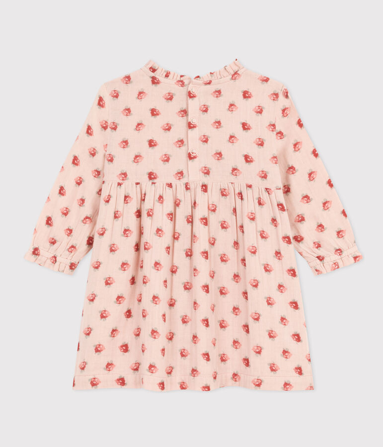 Babies' Long-Sleeved Cotton Gauze Dress pink/multicolor
