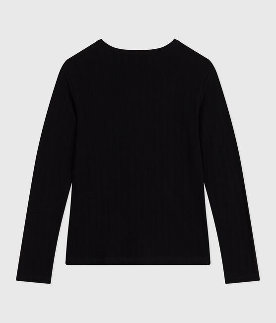 Women's Iconic long-sleeved openwork cotton T-shirt BLACK black