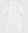 Babies' footless fruit pattern cotton bodyjama MARSHMALLOW white/MULTICO white