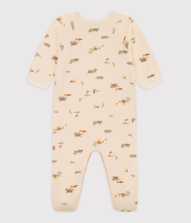 Printed Cotton Sleepsuit Ecru/multicolor